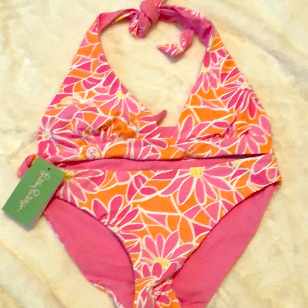 Lilly Pulitzer bikini size 6 bright pink &orange